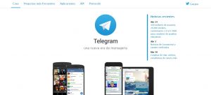 pagina de inicio de Telegram